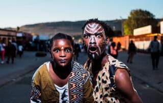 Two people with facepaint in Mamelodi South Africa